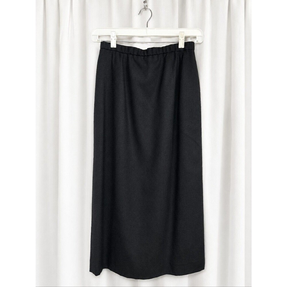 Vintage Pendleton Black Virgin Wool Lined Side Pockets Classic A-Line Midi Skirt